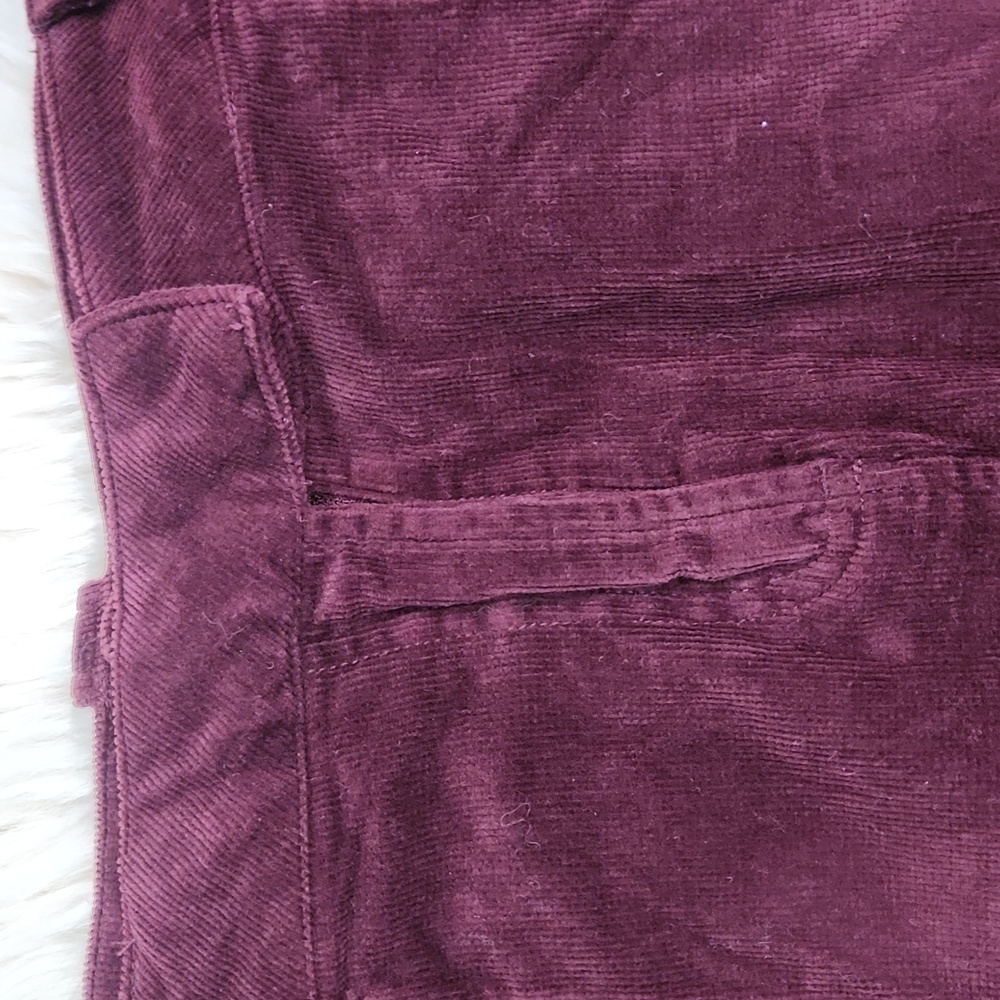 Y2K First Kiss Plum Corduroy Flared Midi Skirt - Picture 3 of 5